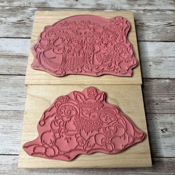 Lot of 2 Stamps Happen "Clover Hill"  (1990's) Wood Rubber Stamp VTG Bears/Bunny - Picture 5 of 10